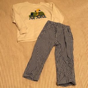 Bailey Boys - Garbage Truck Blue Gingham Outfit, 2T